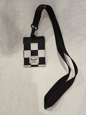 Herschel Supply Company Black & White Checkered Lanyard Card Holder